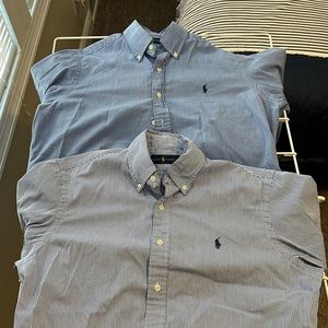 Two Ralph Lauren blue button down dress shirts